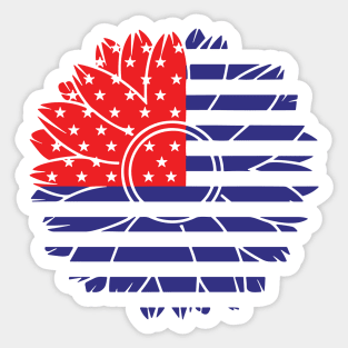 4th Of July Sunflower America USA Sticker